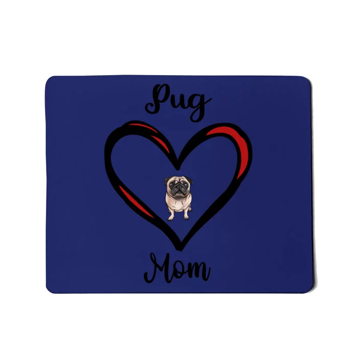 Mops Mama Heart I Love My Pug Mom Great Gift Mousepad