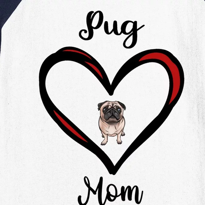 Mops Mama Heart I Love My Pug Mom Great Gift Baseball Sleeve Shirt