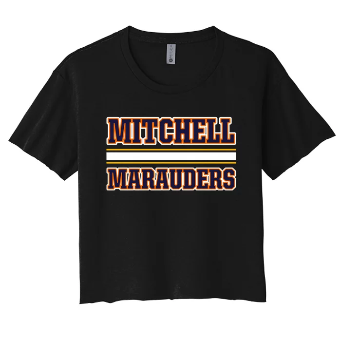 Mitchell Marauders Horizontal Stripes Women's Crop Top Tee