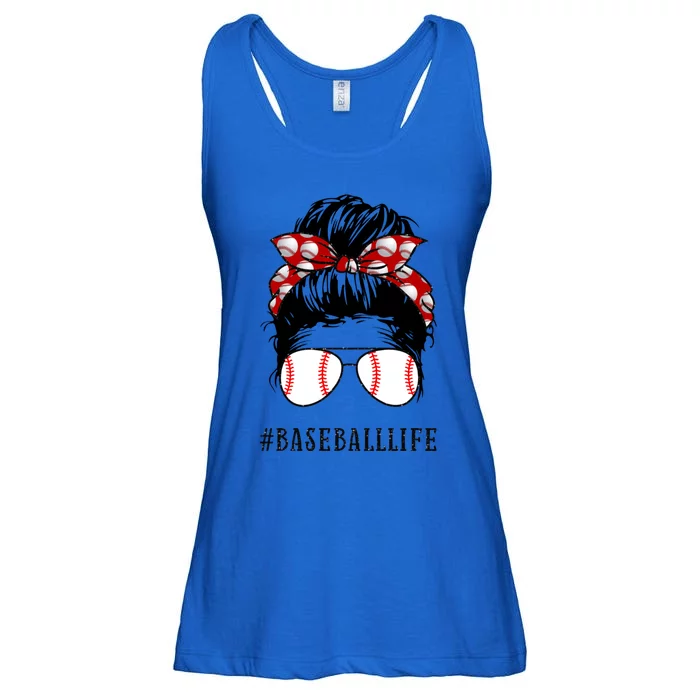 Mom Messy Hair Bun Aviators Glasses Baseball Mother Life Gift Ladies Essential Flowy Tank