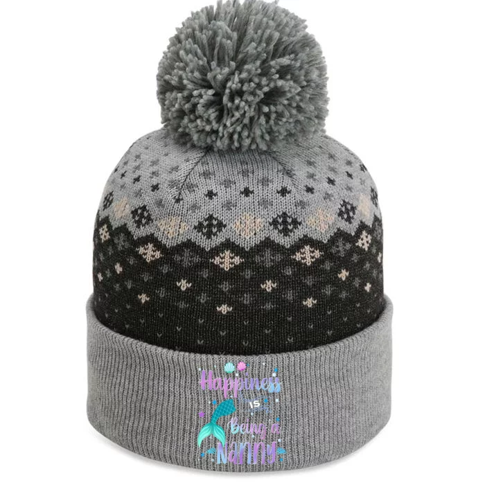 Mermaid Mom Happiness Is Being A Nanny The Baniff Cuffed Pom Beanie