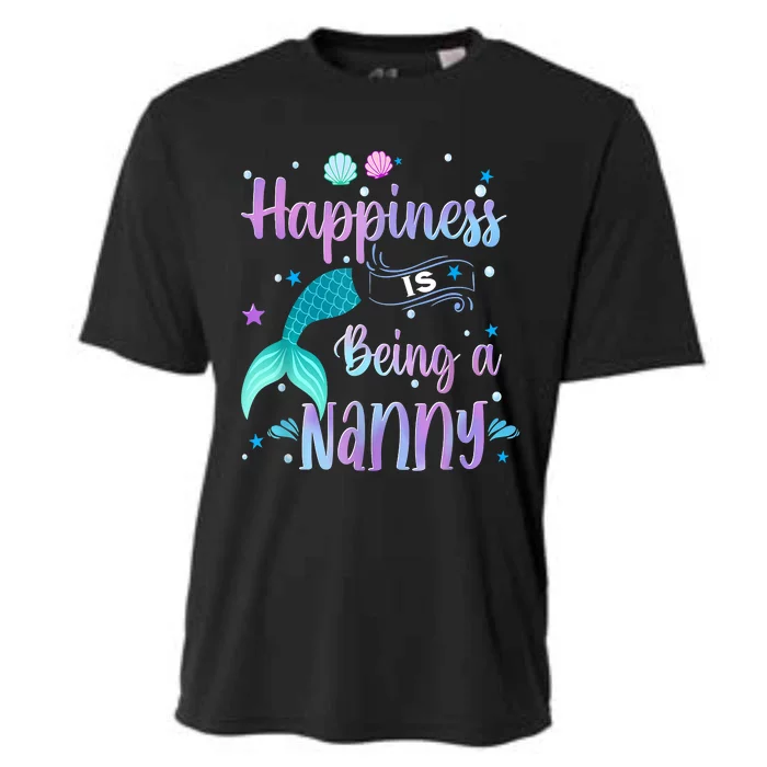 Mermaid Mom Happiness Is Being A Nanny Cooling Performance Crew T-Shirt