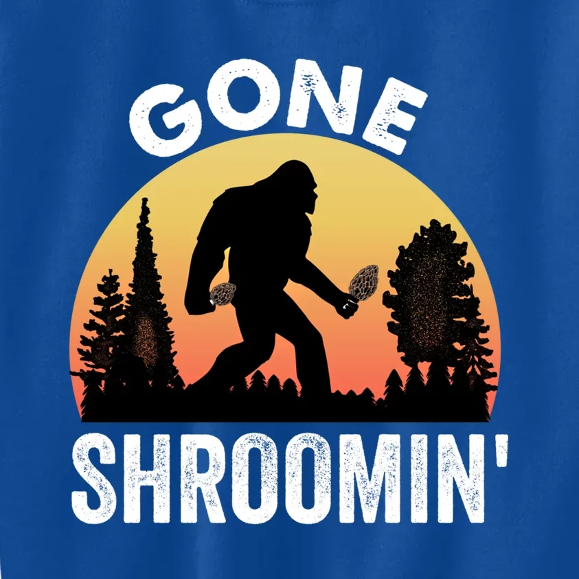 Morel Mushroom Hunter Gone Shroomin Funny Sasquatch Foraging Gift Kids Sweatshirt