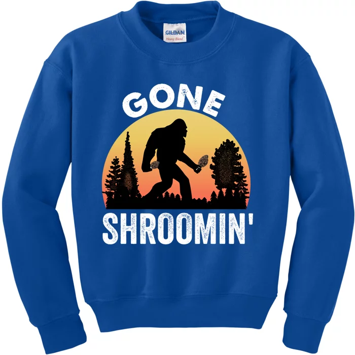 Morel Mushroom Hunter Gone Shroomin Funny Sasquatch Foraging Gift Kids Sweatshirt