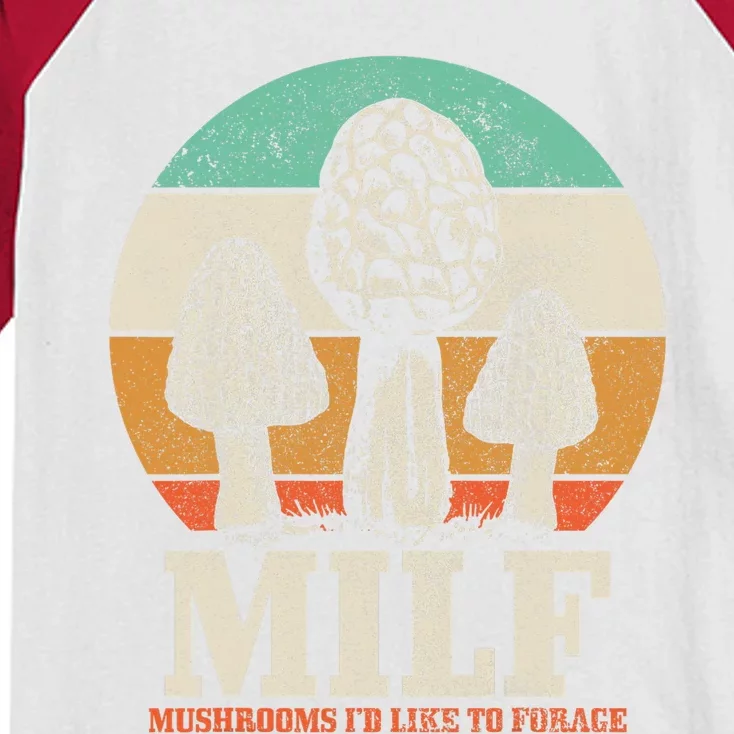 Morel Mushroom Hunting M.I.L.F. Mushrooms I'd Like To Forage Kids Colorblock Raglan Jersey