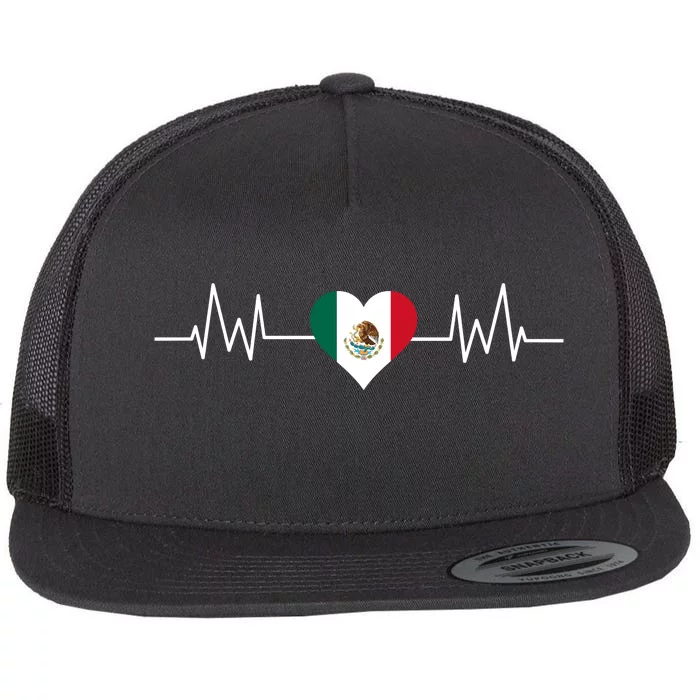 Mexico Mexican Heart Beat Pulse Flat Bill Trucker Hat