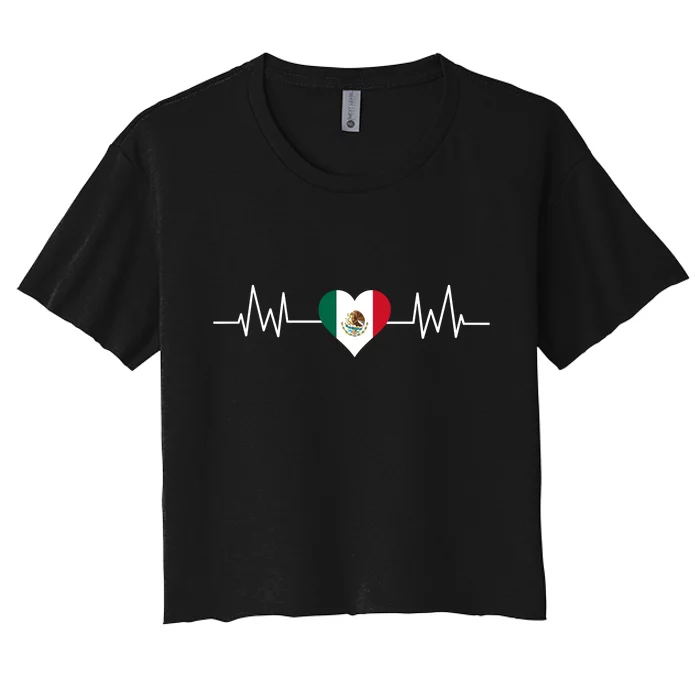 Mexico Mexican Heart Beat Pulse Women's Crop Top Tee