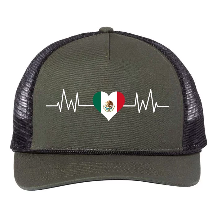 Mexico Mexican Heart Beat Pulse Retro Rope Trucker Hat Cap