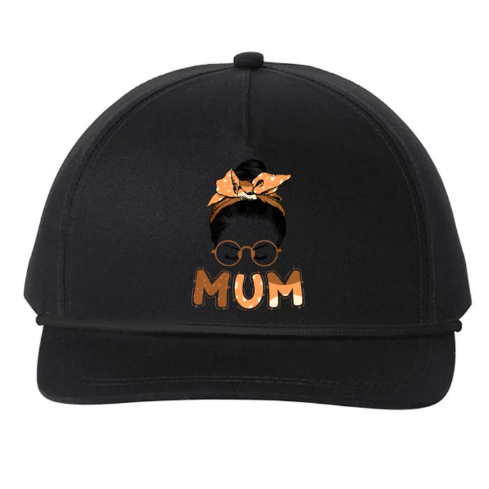 Mum Messy Hair Bun Glasses Mothers Day Snapback Five-Panel Rope Hat