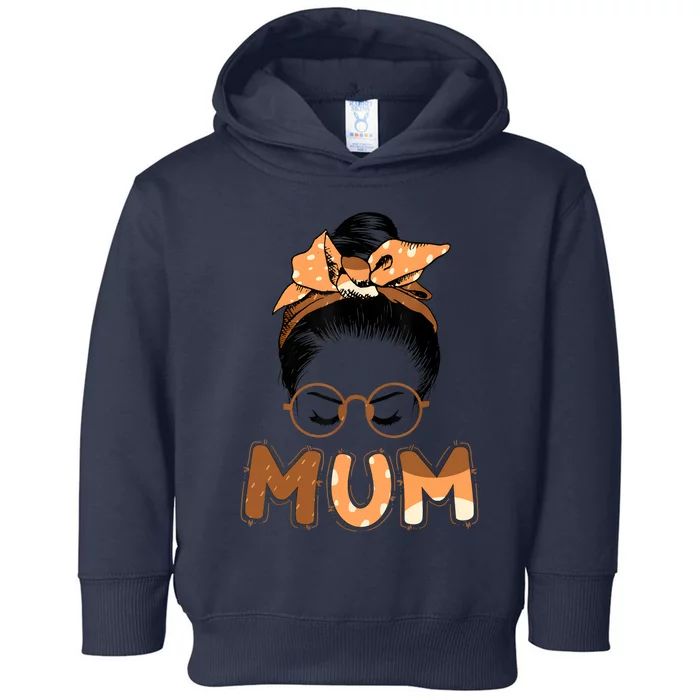 Mum Messy Hair Bun Glasses Mothers Day Toddler Hoodie