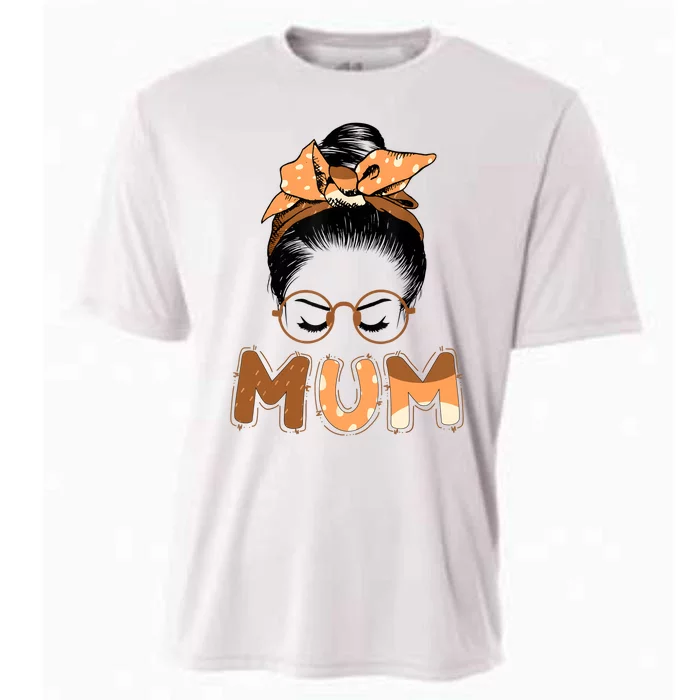 Mum Messy Hair Bun Glasses Mothers Day Cooling Performance Crew T-Shirt