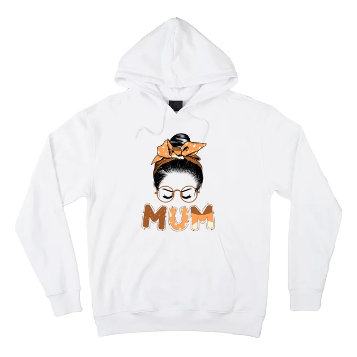 Mum Messy Hair Bun Glasses Mothers Day Hoodie