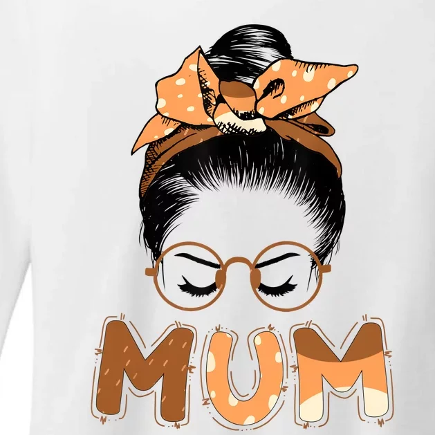 Mum Messy Hair Bun Glasses Mothers Day Womens CVC Long Sleeve Shirt