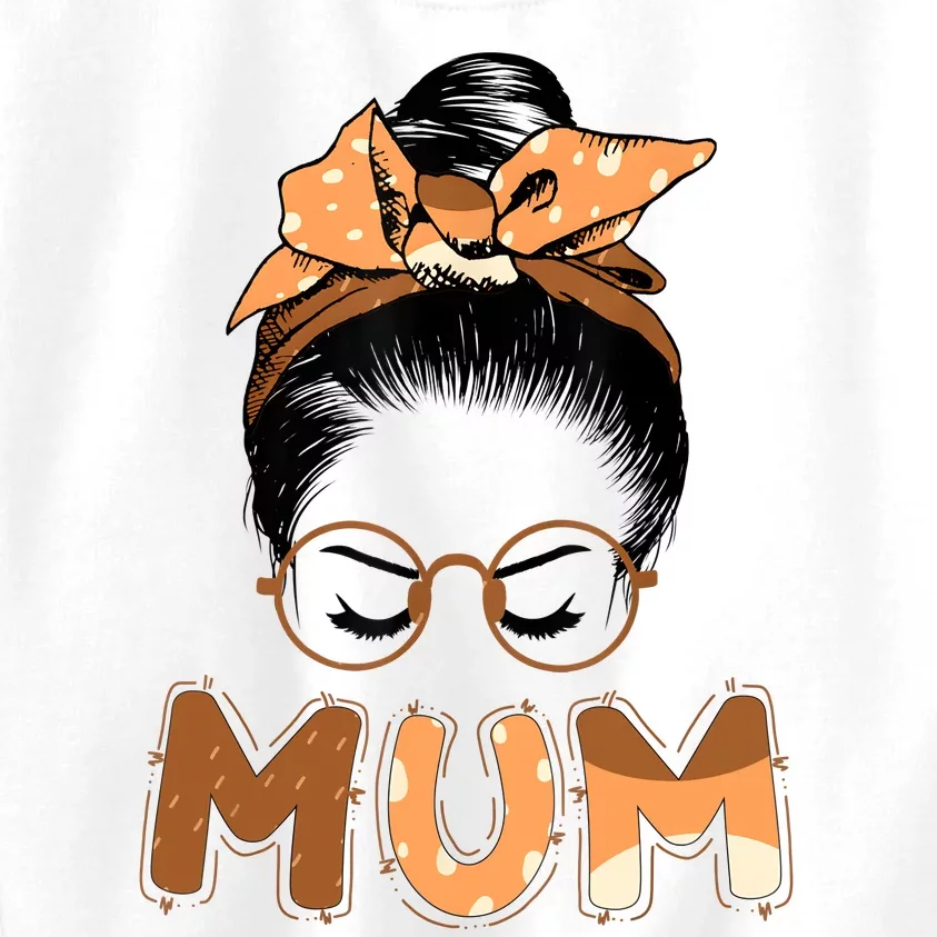 Mum Messy Hair Bun Glasses Mothers Day Kids Sweatshirt