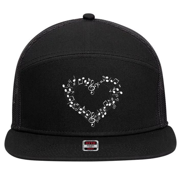 Musical Music Heart Love Notes Symbol Humor Musicians 7 Panel Mesh Trucker Snapback Hat