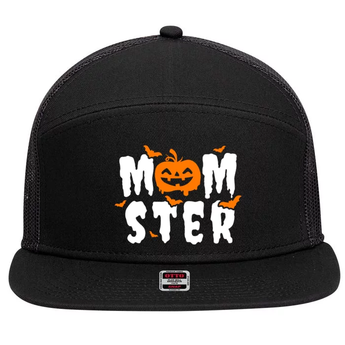 Monster Mom Halloween Pumpkin 7 Panel Mesh Trucker Snapback Hat