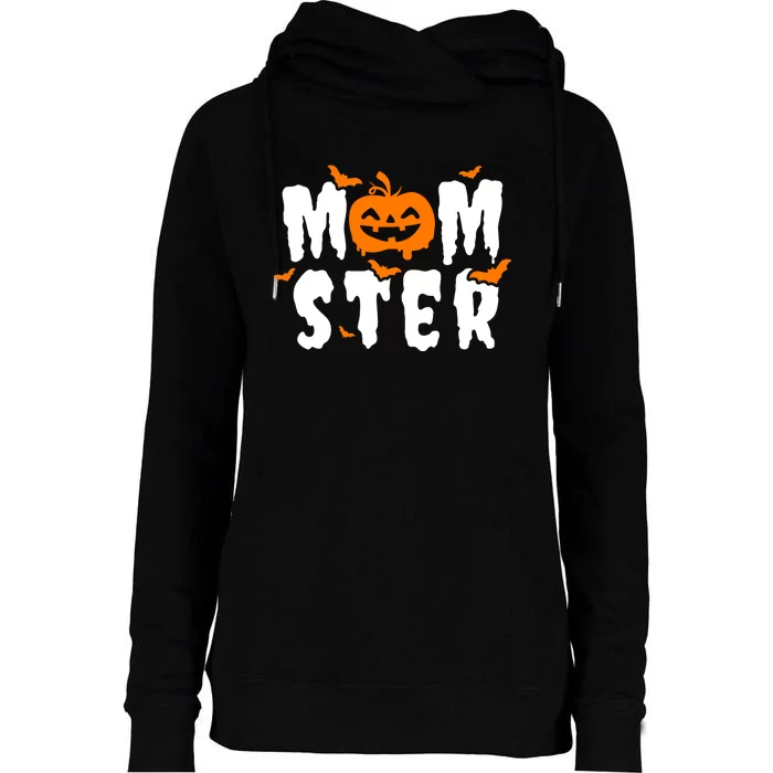 Monster Mom Halloween Pumpkin Womens Funnel Neck Pullover Hood