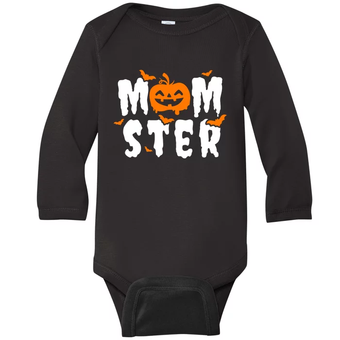 Monster Mom Halloween Pumpkin Baby Long Sleeve Bodysuit