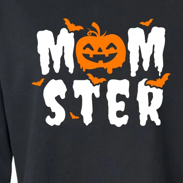 Monster Mom Halloween Pumpkin Cropped Pullover Crew