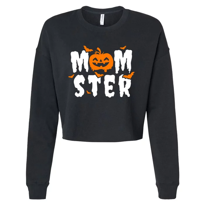 Monster Mom Halloween Pumpkin Cropped Pullover Crew