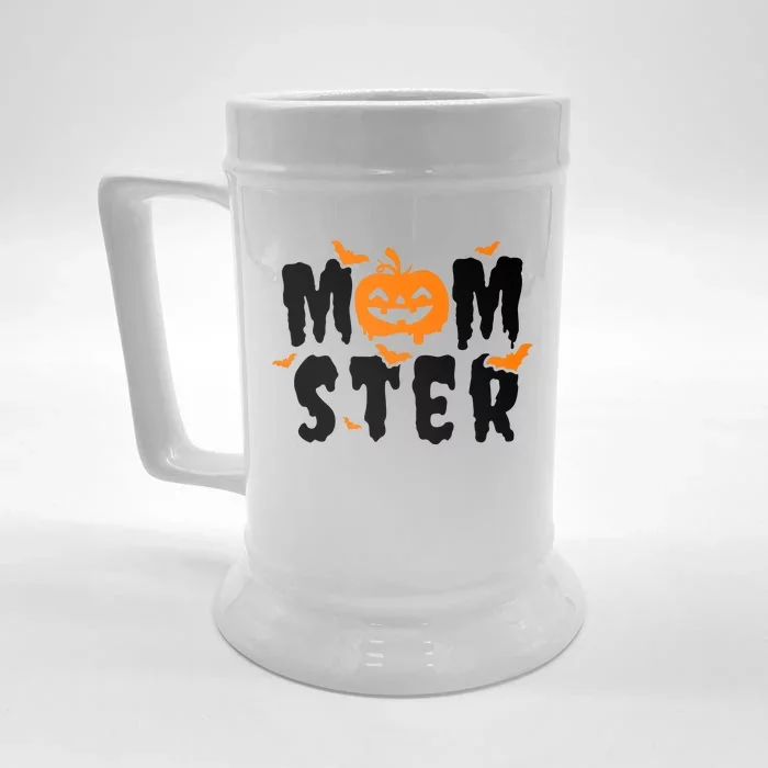 Monster Mom Halloween Pumpkin Front & Back Beer Stein