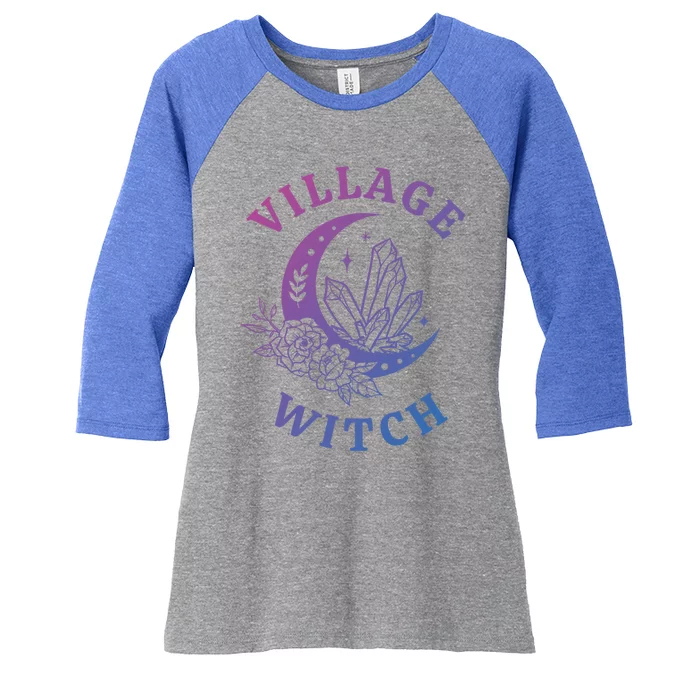 Mystical Moon Halloween Village Witch Gift Women's Tri-Blend 3/4-Sleeve Raglan Shirt