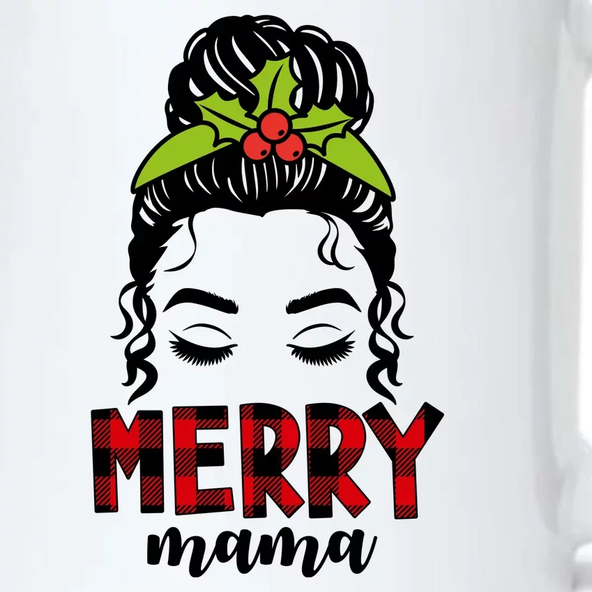 Merry Mama Hair Bun Festive Christmas Black Color Changing Mug