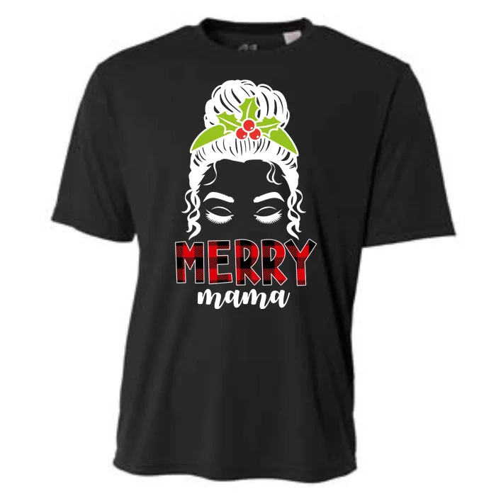 Merry Mama Hair Bun Festive Christmas Cooling Performance Crew T-Shirt