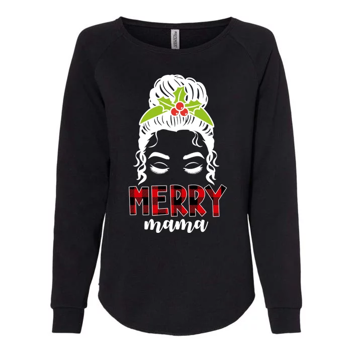 Merry Mama Hair Bun Festive Christmas Womens California Wash Sweatshirt