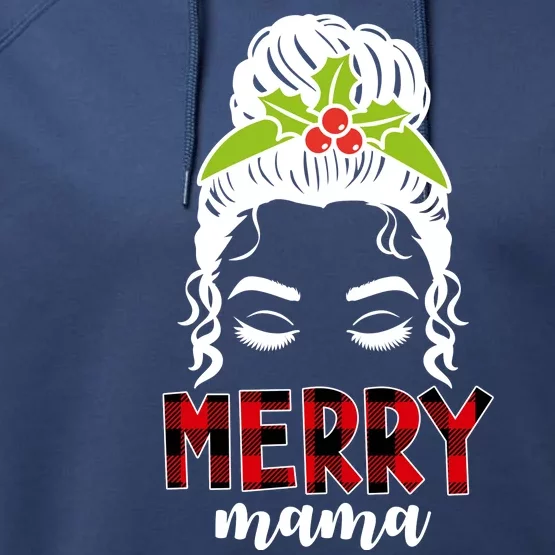 Merry Mama Hair Bun Festive Christmas Performance Fleece Hoodie