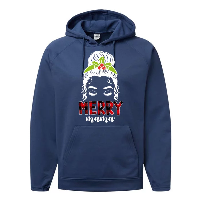 Merry Mama Hair Bun Festive Christmas Performance Fleece Hoodie