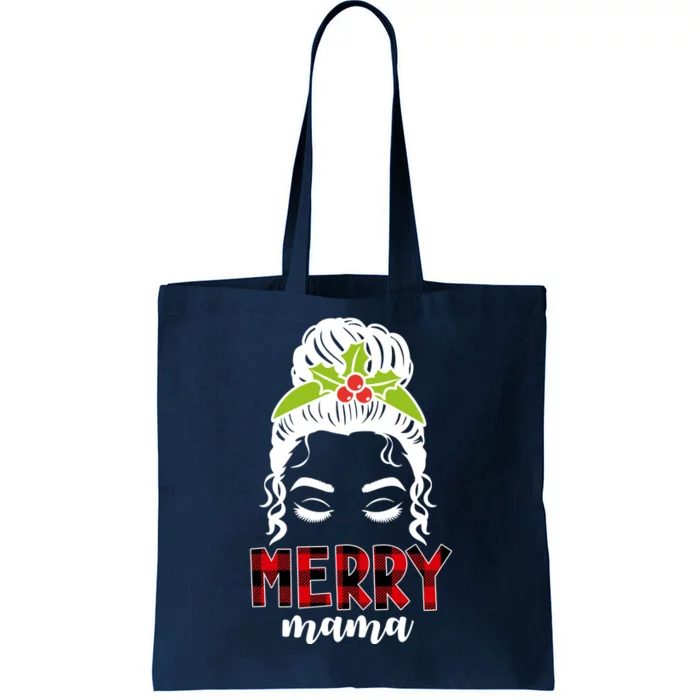 Merry Mama Hair Bun Festive Christmas Tote Bag