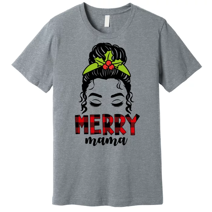 Merry Mama Hair Bun Festive Christmas Premium T-Shirt