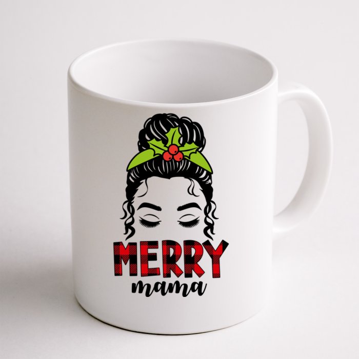 Merry Mama Hair Bun Festive Christmas Front & Back Coffee Mug