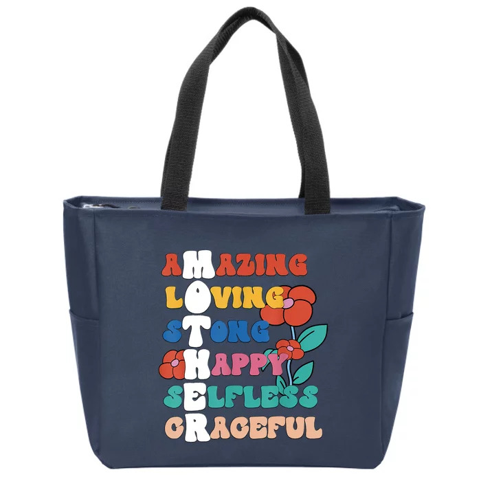 MOTHER Meaning I Love Mom Mothers Day Zip Tote Bag