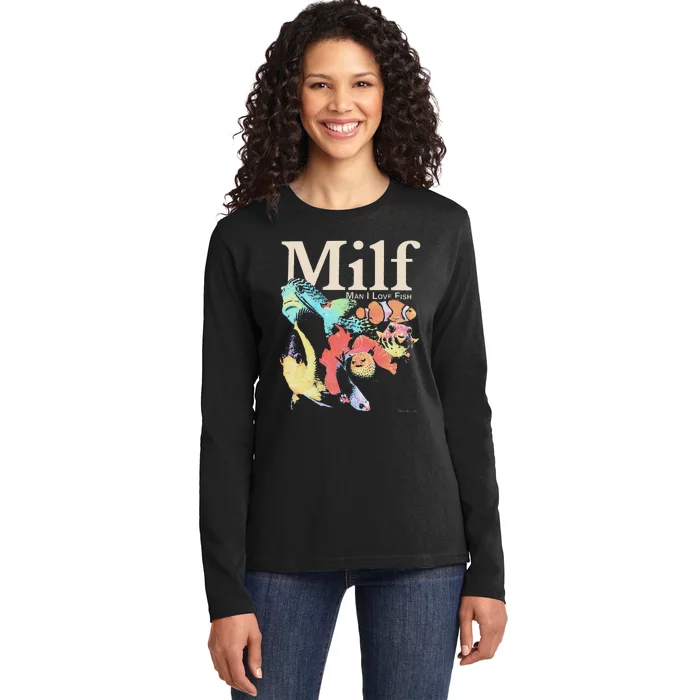 Milf Man I Love Fish Ladies Long Sleeve Shirt