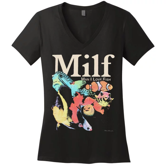 Milf Man I Love Fish Women's V-Neck T-Shirt