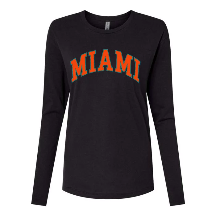 Miami Womens Cotton Relaxed Long Sleeve T-Shirt