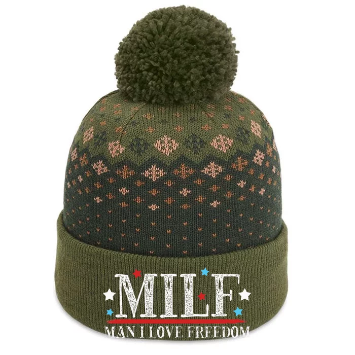 MILF Man I Love Freedom Funny Patriotic 4th Of July Funny The Baniff Cuffed Pom Beanie