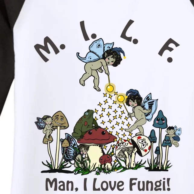 MILF Man I Love Fungi Mushroom Ideal For Valentine's Day Women's Tri-Blend 3/4-Sleeve Raglan Shirt