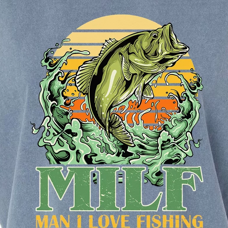 MILF Man I Love Fishing Funny Sayings Gift For Fisher Garment-Dyed Women's Muscle Tee