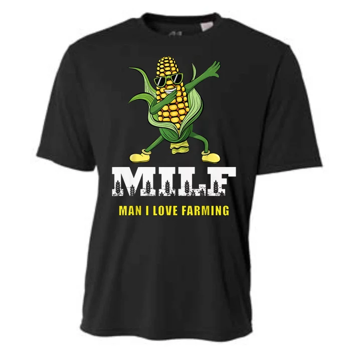 MILF Man I Love Farming Dabbing Corn Design Cooling Performance Crew T-Shirt