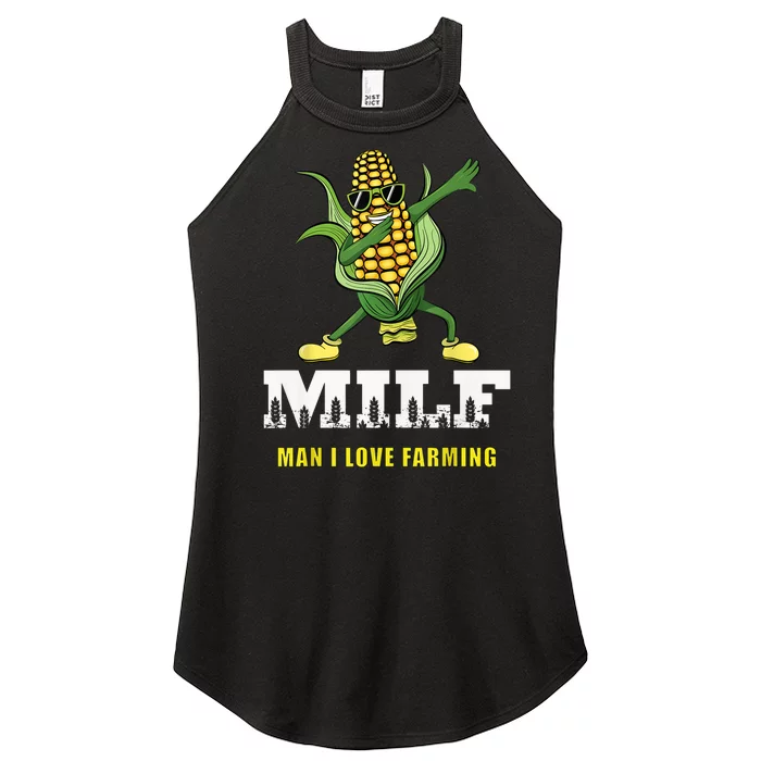 MILF Man I Love Farming Dabbing Corn Design Women’s Perfect Tri Rocker Tank