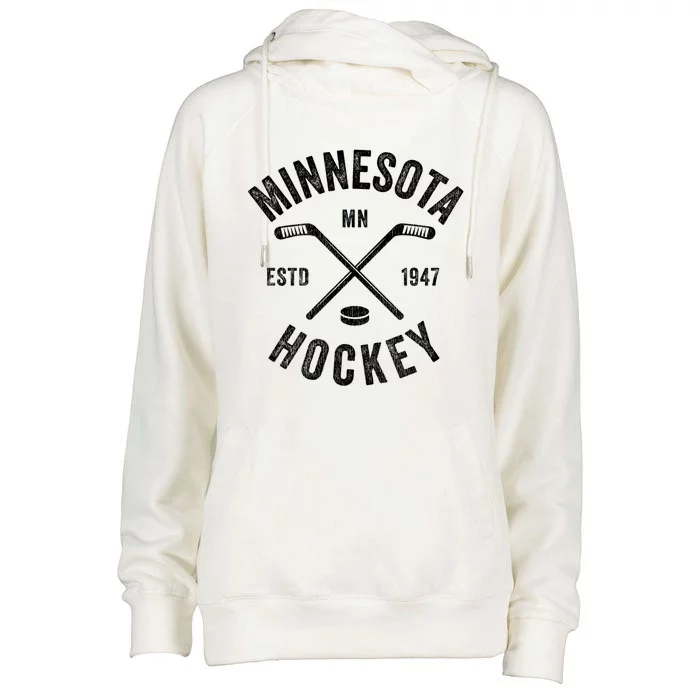 Minnesota Mn Ice Hockey Sticks Vintage Gift Cute Gift Womens Funnel Neck Pullover Hood