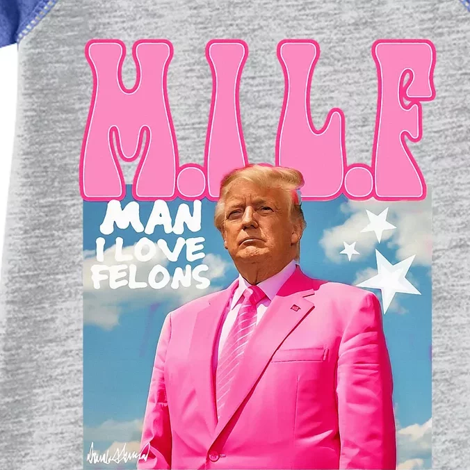 Milf Man I Love Felons Funny Trump Pink 2024 Infant Baby Jersey Bodysuit