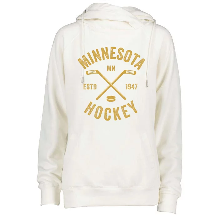 Minnesota Mn Ice Hockey Sticks Vintage Gift Meaningful Gift Womens Funnel Neck Pullover Hood