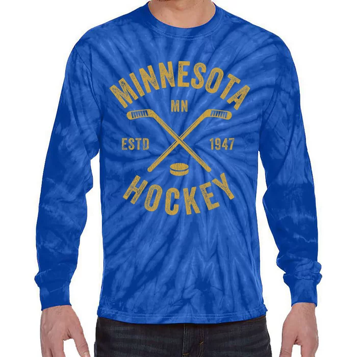 Minnesota Mn Ice Hockey Sticks Vintage Gift Meaningful Gift Tie-Dye Long Sleeve Shirt