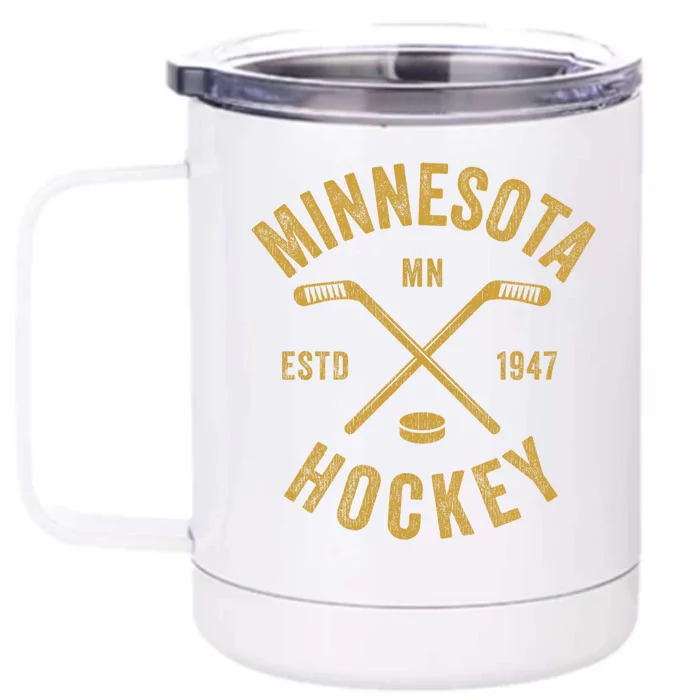 Minnesota Mn Ice Hockey Sticks Vintage Gift Meaningful Gift Front & Back 12oz Stainless Steel Tumbler Cup