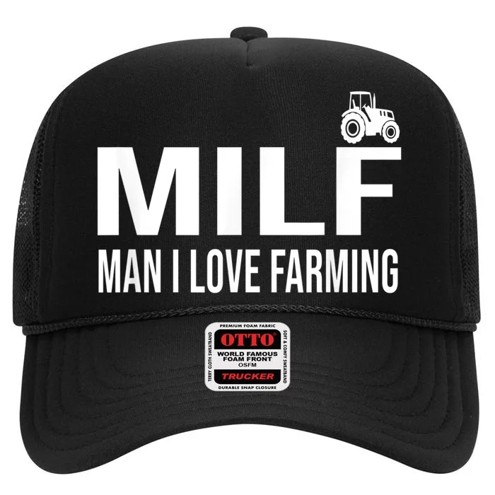 Milf Man I Love Farming Kansas State Football Fan High Crown Mesh Trucker Hat