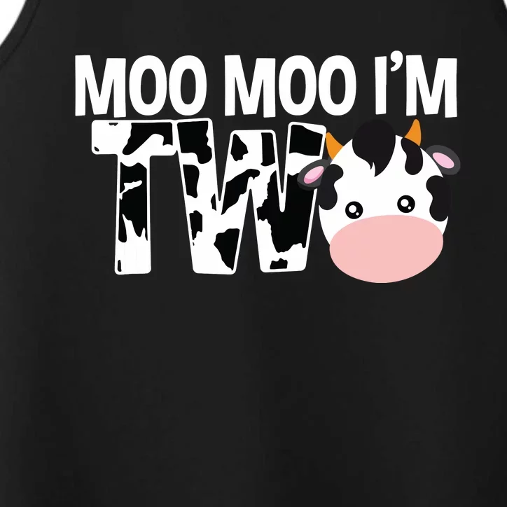 Moo Moo Im Two 2nd Birthday Funny Cow Sounds Tee Performance Tank